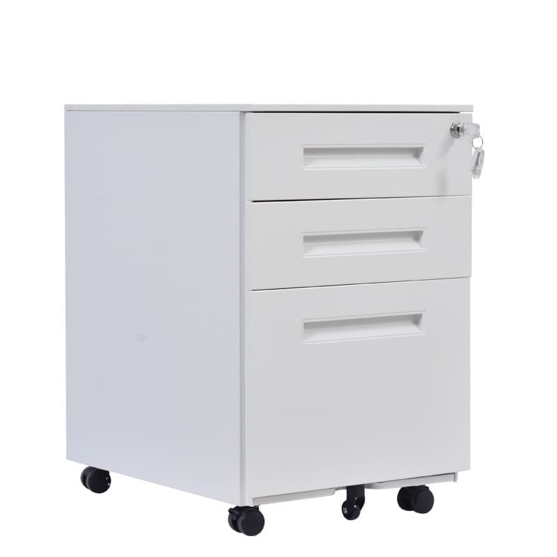 Cajonera metálica OLIMPO con ruedas, 3 cajones, gris RAL 7035