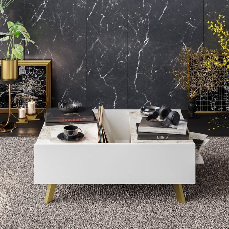 Mesa baja ELOISE · biIaminado mármol blanco · 89 ·5 cms. 2