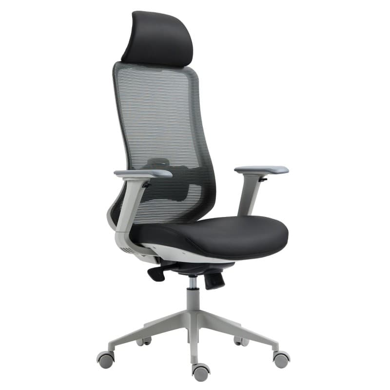 Sillón de oficina ARANJUEZ ergonómico multifunción, gris y negro