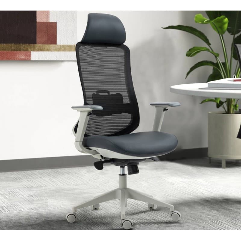 Sillón de oficina ARANJUEZ ergonómico multifunción, gris y negro 8