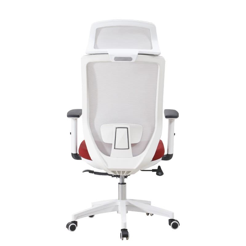 Sillón de oficina CLAYTON, blanco, malla gris, tejido azul claro 3
