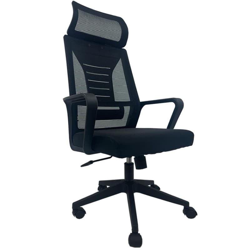Sillón de oficina UTRECHT, alto, negro, malla y tejido negro