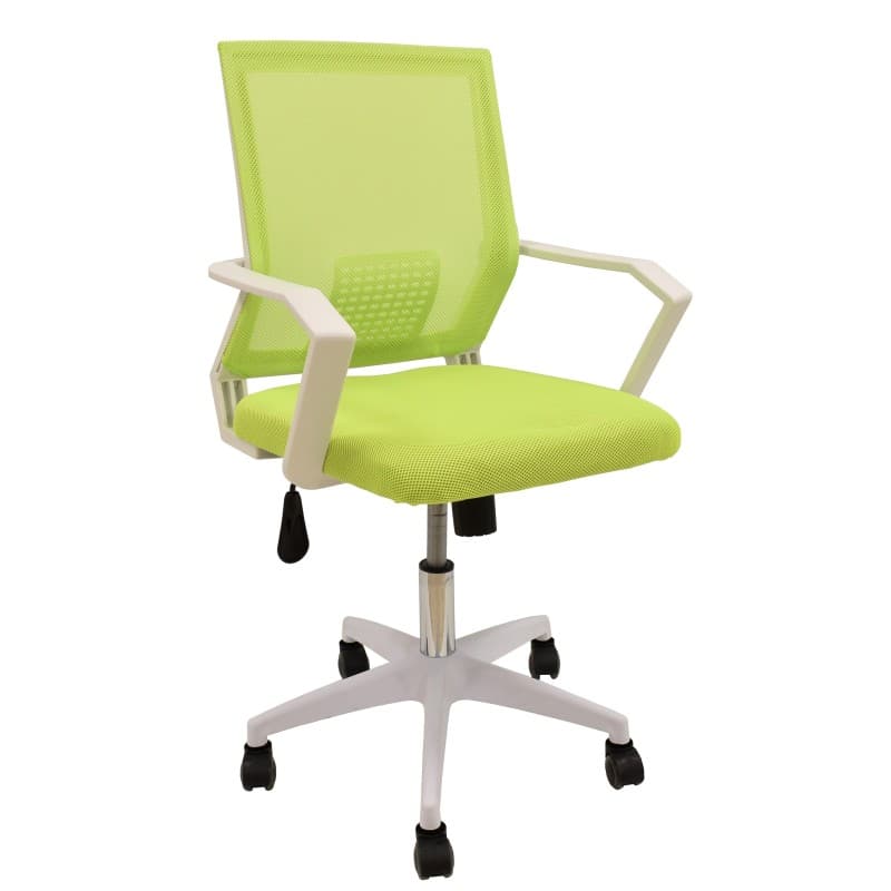 Sillón de Oficina CLENT Blanco con Malla y Tejido Verde Moderno