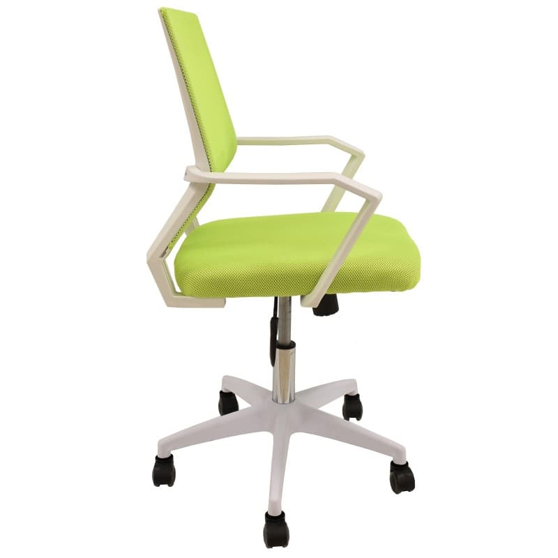 Sillón de Oficina CLENT Blanco con Malla y Tejido Verde Moderno 2