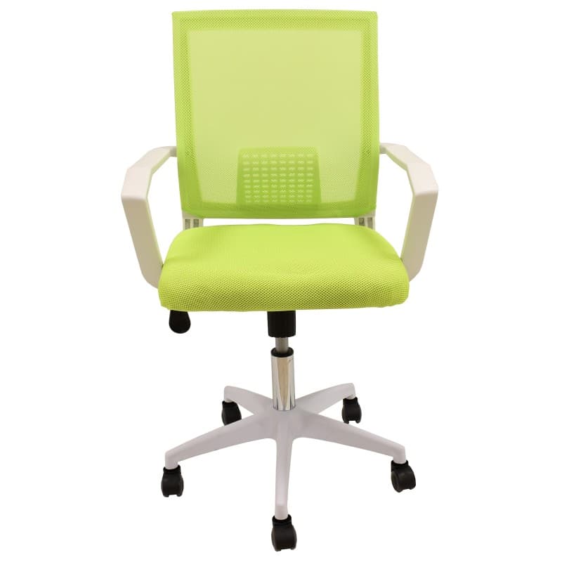 Sillón de Oficina CLENT Blanco con Malla y Tejido Verde Moderno 3