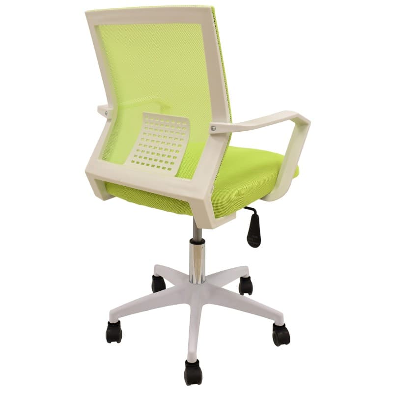 Sillón de Oficina CLENT Blanco con Malla y Tejido Verde Moderno 4