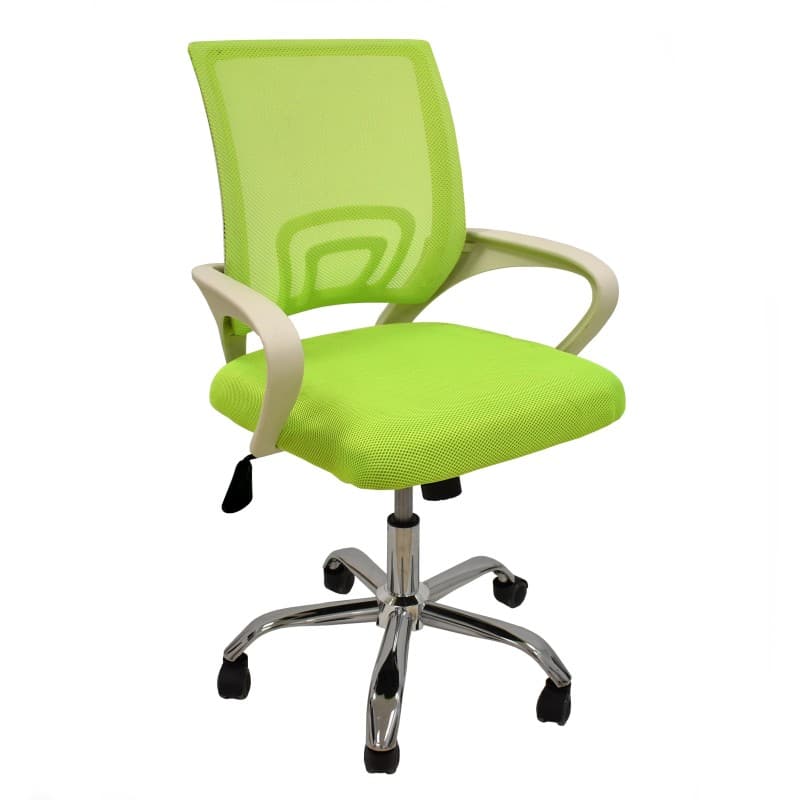 Sillón de Oficina FISS NEW Blanco con Malla y Tejido Verde