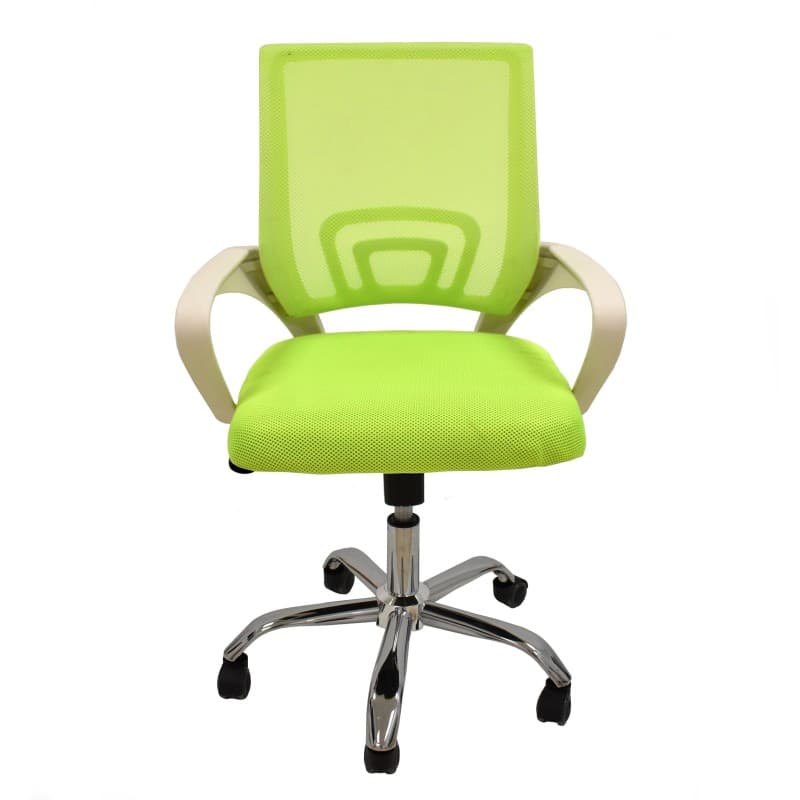 Sillón de Oficina FISS NEW Blanco con Malla y Tejido Verde 2
