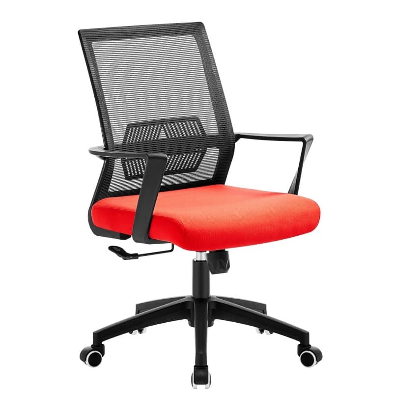 Sillón de Oficina RISLEY Negro con Malla Negra y Tejido Rojo Deportivo