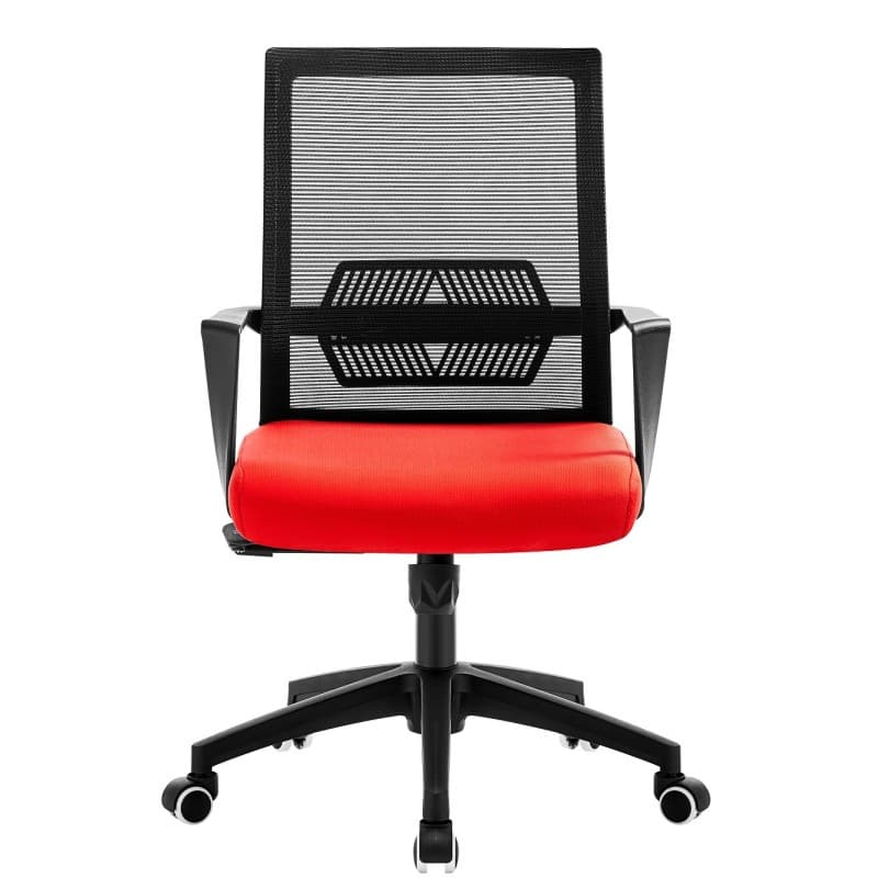 Sillón de Oficina RISLEY Negro con Malla Negra y Tejido Rojo Deportivo 2