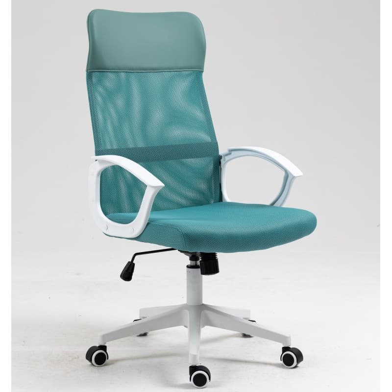 Sillón de oficina VERTON, blanco · malla y asiento verde