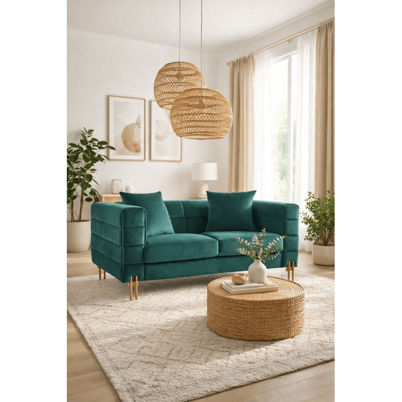 Sofá LARIOS · 2 plazas · tejido velvet verde agua 58 3