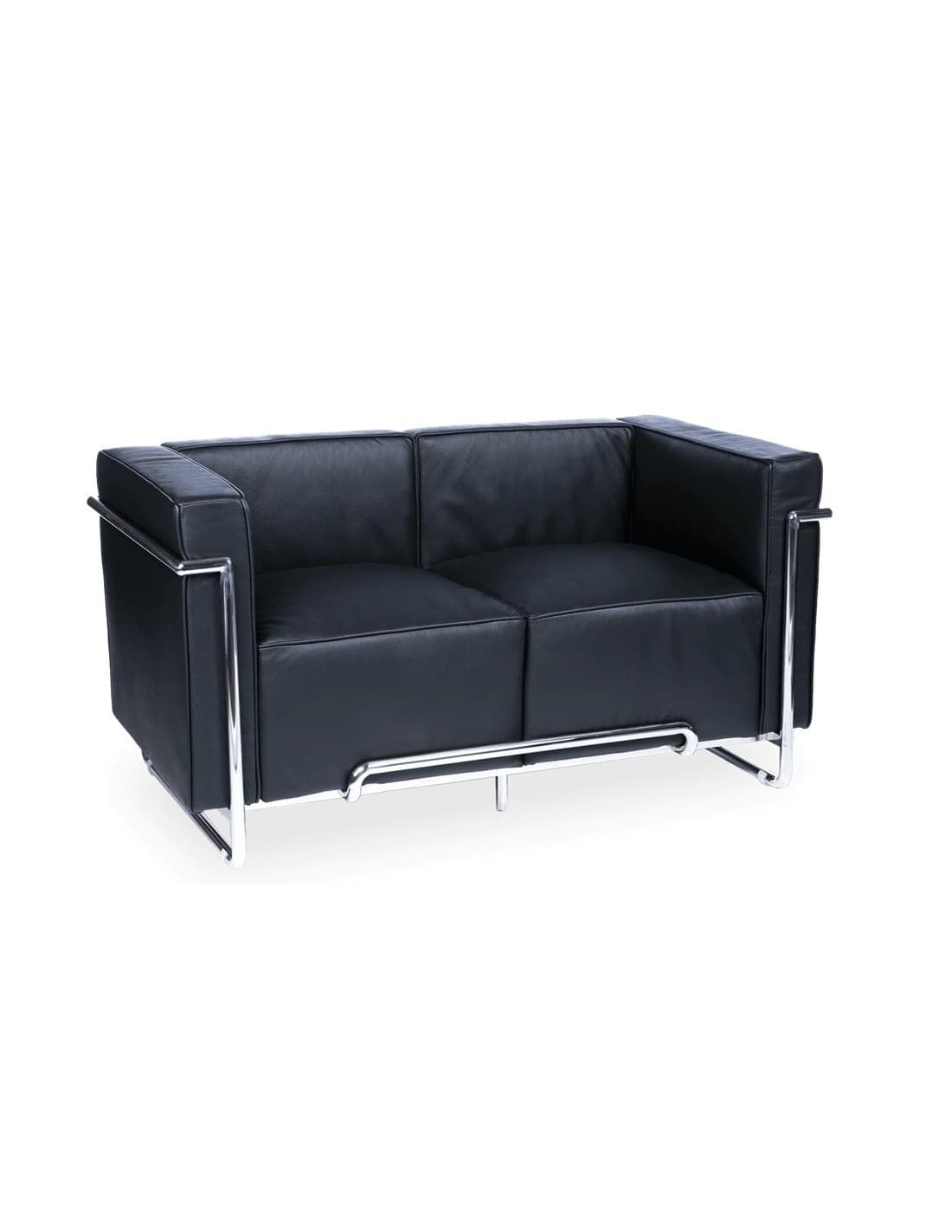 Sofá VENETTO, 2 plazas · acero inoxidable · similpiel negra