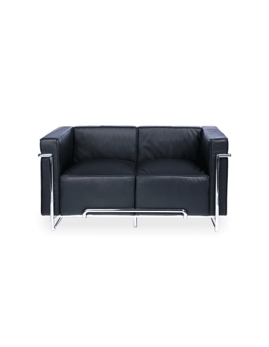 Sofá VENETTO, 2 plazas · acero inoxidable · similpiel negra 2