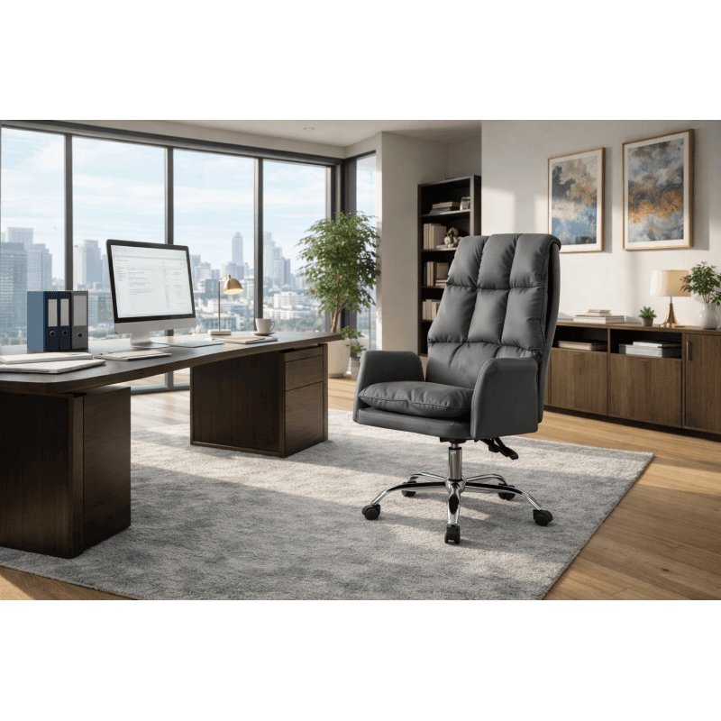 Sillón de oficina MAINZ, alto · giratorio · similpiel gris 2