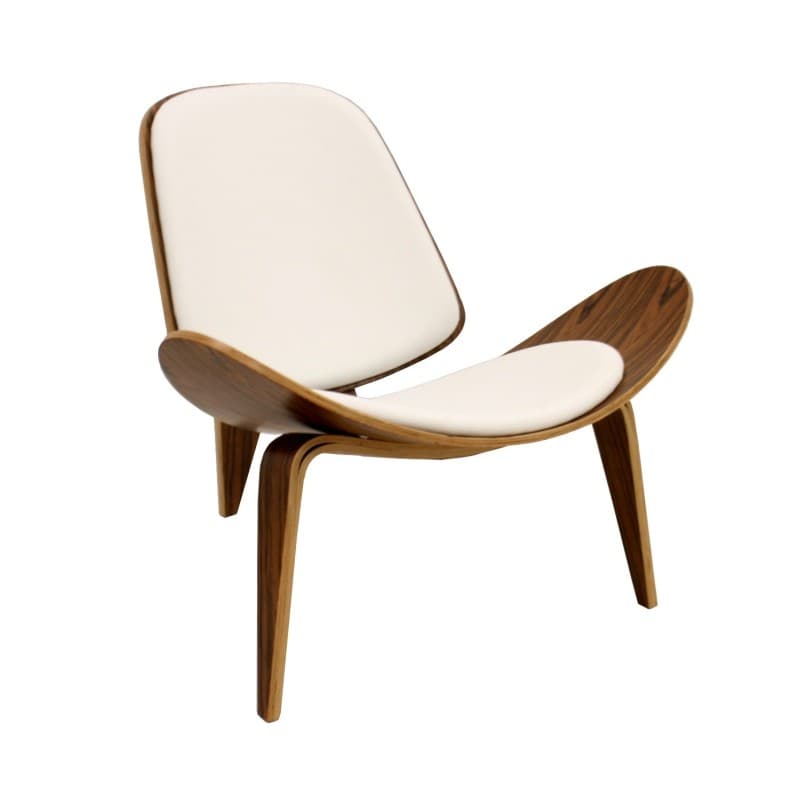 Sillón NORDIC (R) · palo rosa · similpiel blanca