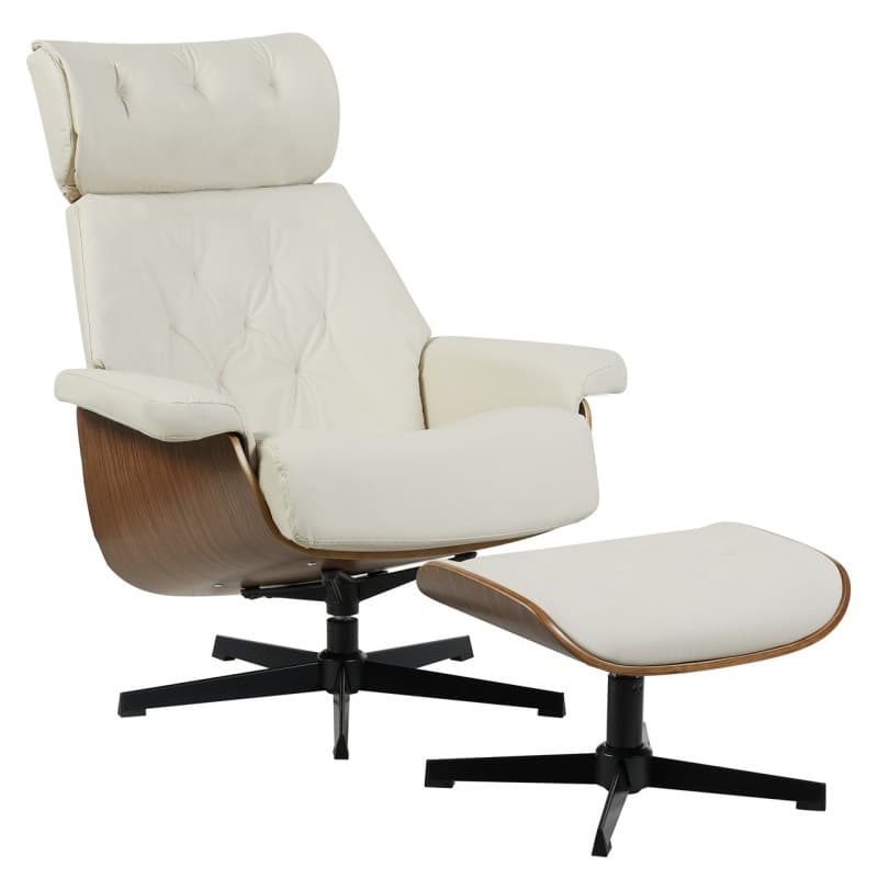 Butaca con ottoman EUROPA · madera · metal · similpiel beige