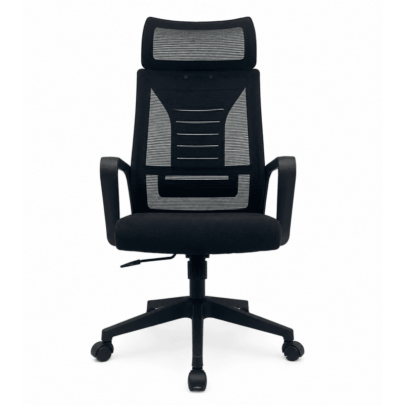 Sillón de oficina UTRECH, alto · negro · malla y tejido negro